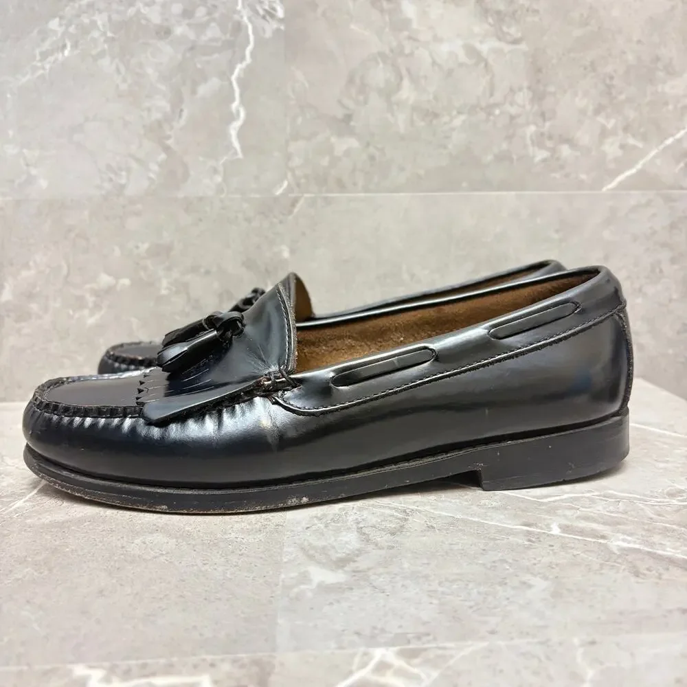 Bass Weejuns Loafers Layton Slip On Penny Tassel Black Leather Loafers 8 EEE